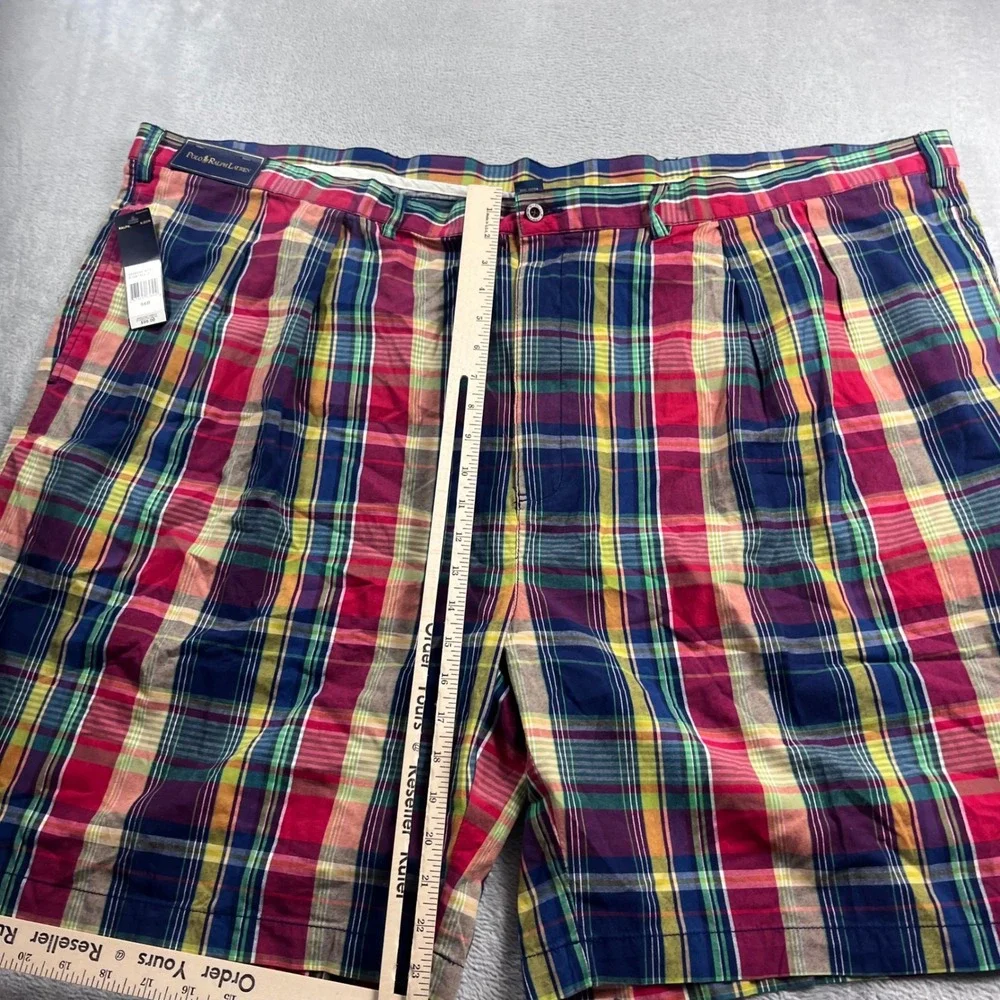 Polo Ralph Lauren Mens Big & Tall 56 Madras Plaid Pleated Shorts Multi 5838544